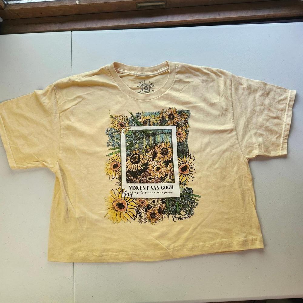 Trust the Universe Vincent Van Gogh sunflower cotton crop tee